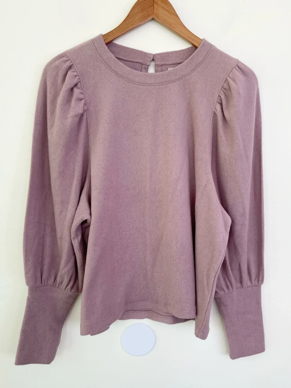 Madewell Brushed Puff-Sleeve Top in Blush Mauve Pink M Medium NG574